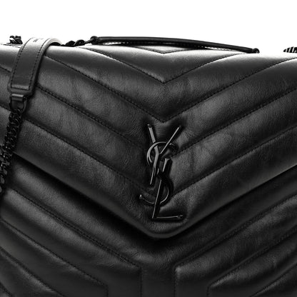 Saint Laurent Calfskin Y Quilted Monogram Monochrome Medium Loulou Chain Satchel Black 7 of 9