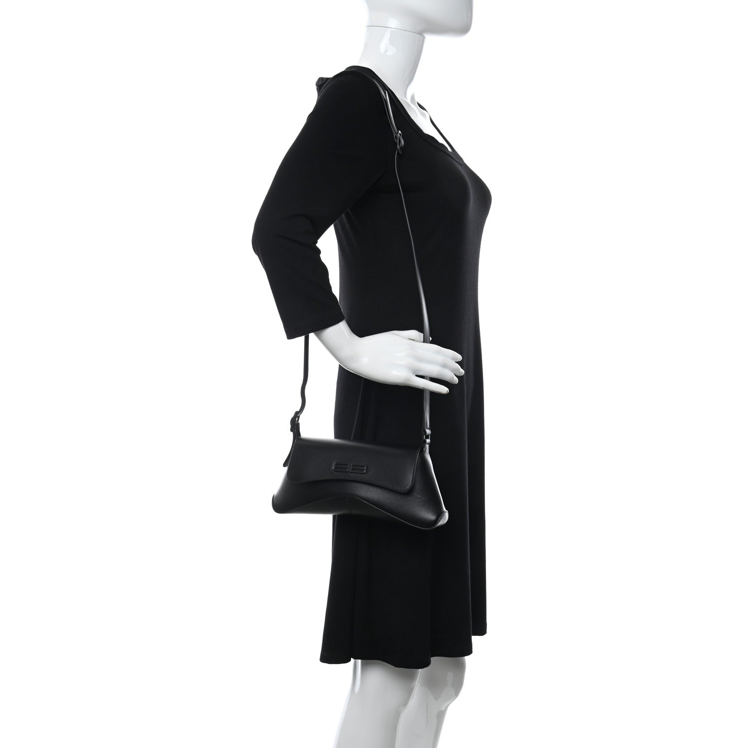 Balenciaga Box Calfskin Monochrome Small XX Flap Stretch Bag Black 2 of 11