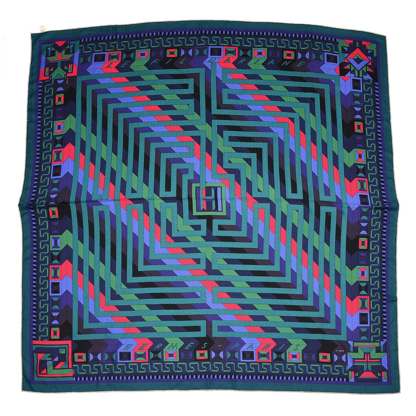 Cashmere Silk Le Fil D'Ariane Shawl 140 Vert Violet Rose Vif