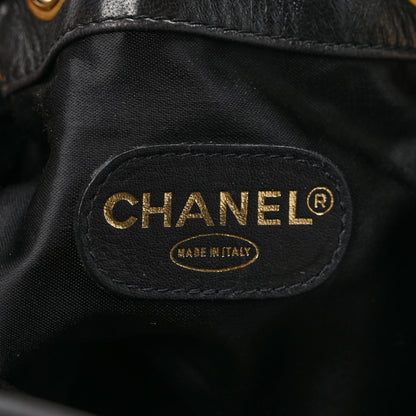 Chanel Lambskin CC Stitched Drawstring Bucket Bag Dark Brown 7 of 12