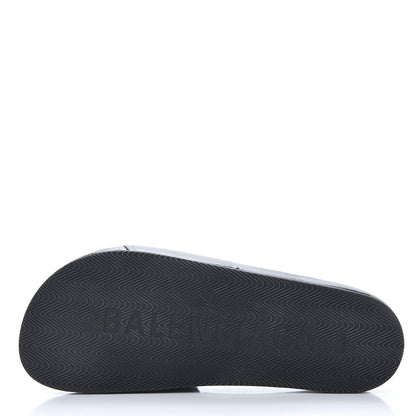 Balenciaga Nappa Logo Pool Slide Sandals 42 Black White 6 of 10