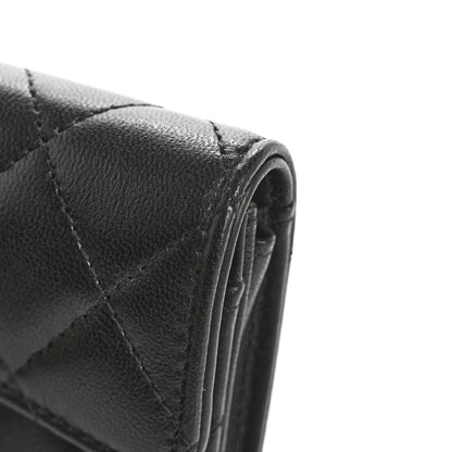 Chanel Lambskin Quilted Flap Card Holder Wallet Black 9 of 12