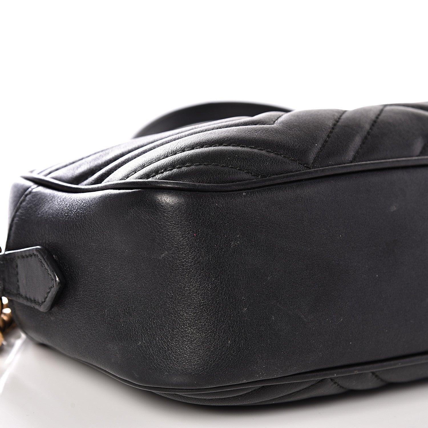 Gucci Calfskin Matelasse Small GG Marmont Chain Shoulder Bag Black 8 of 16
