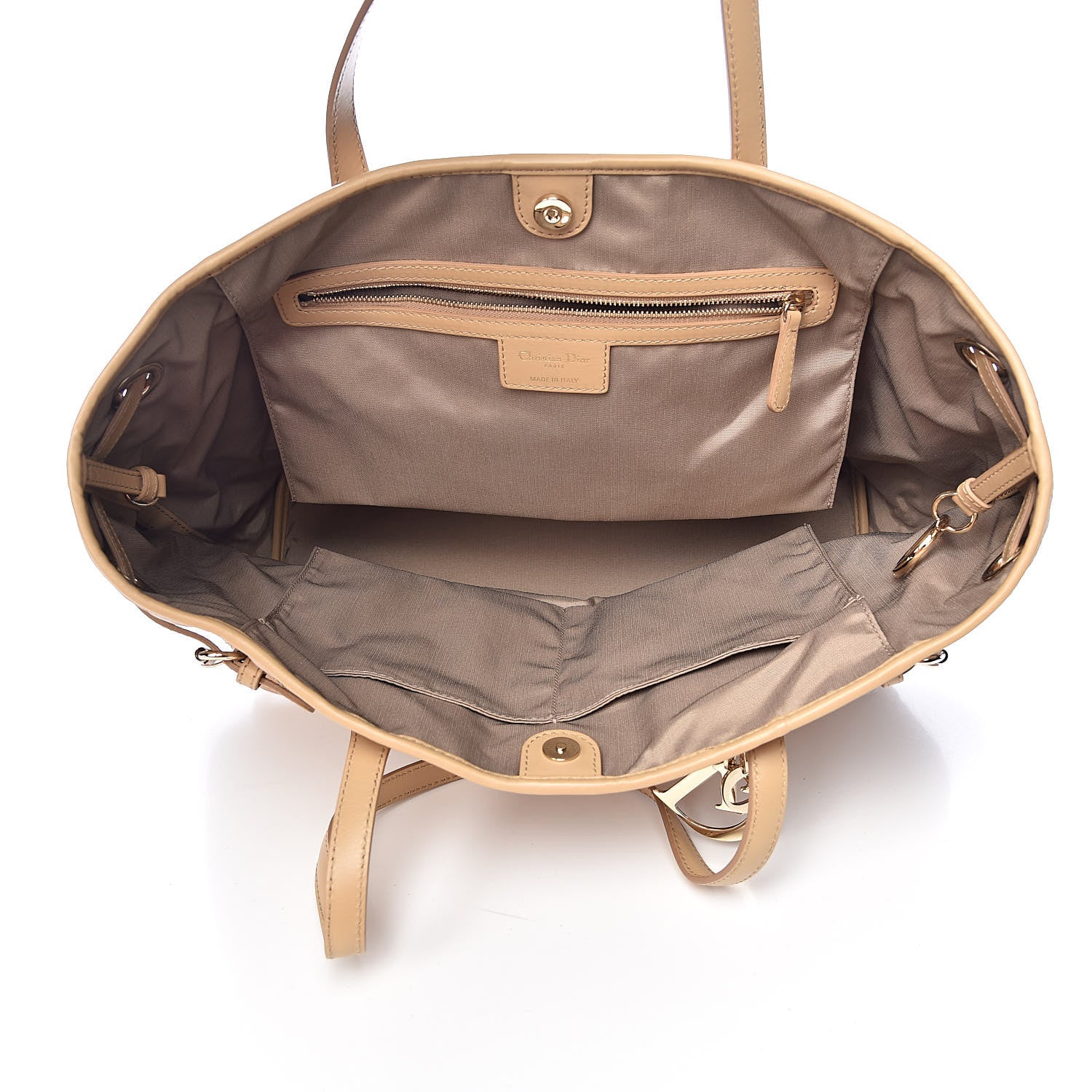 Christian Dior Coated Canvas Cannage Small Panarea Tote Beige 5 of 10