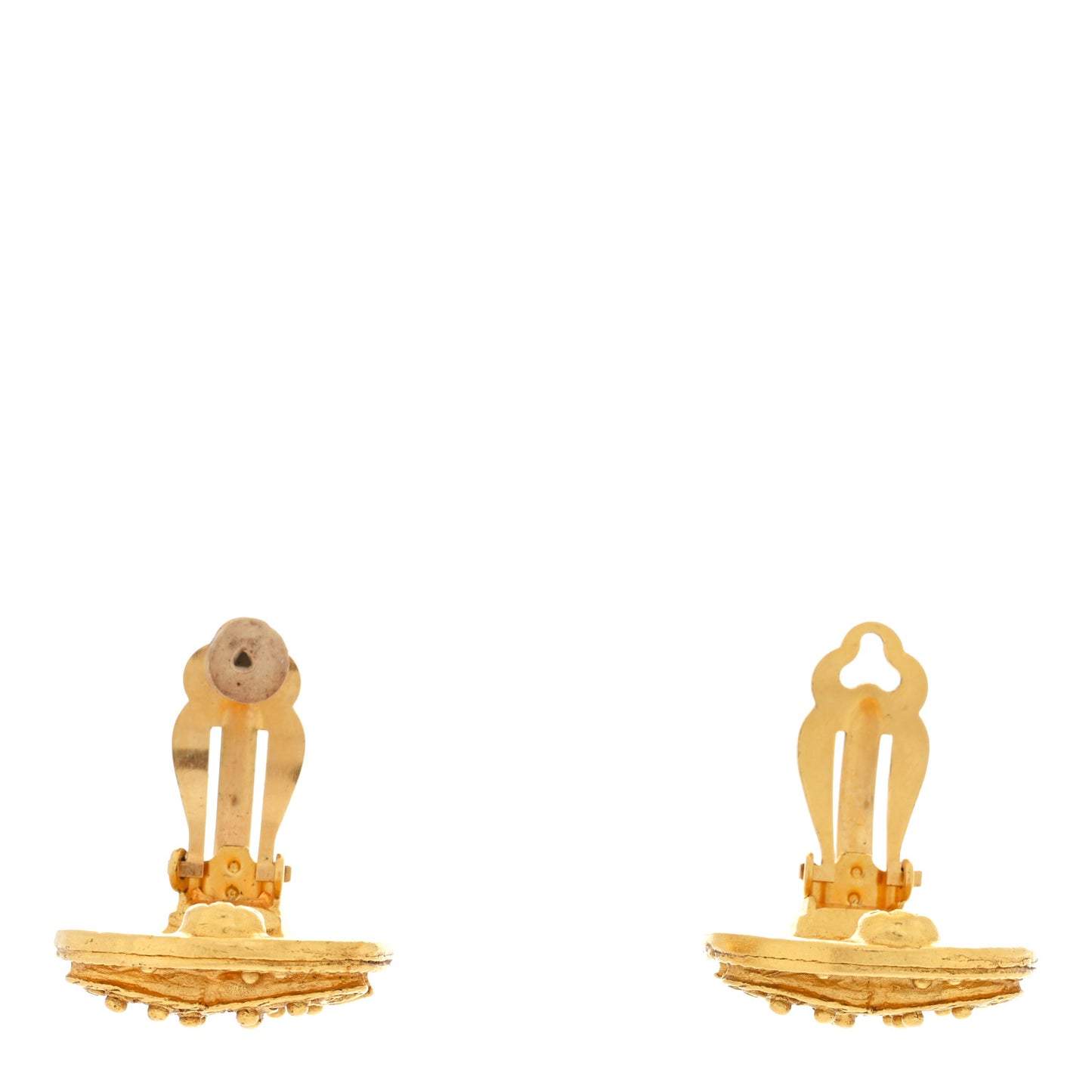 Round CC Clip On Earrings Gold