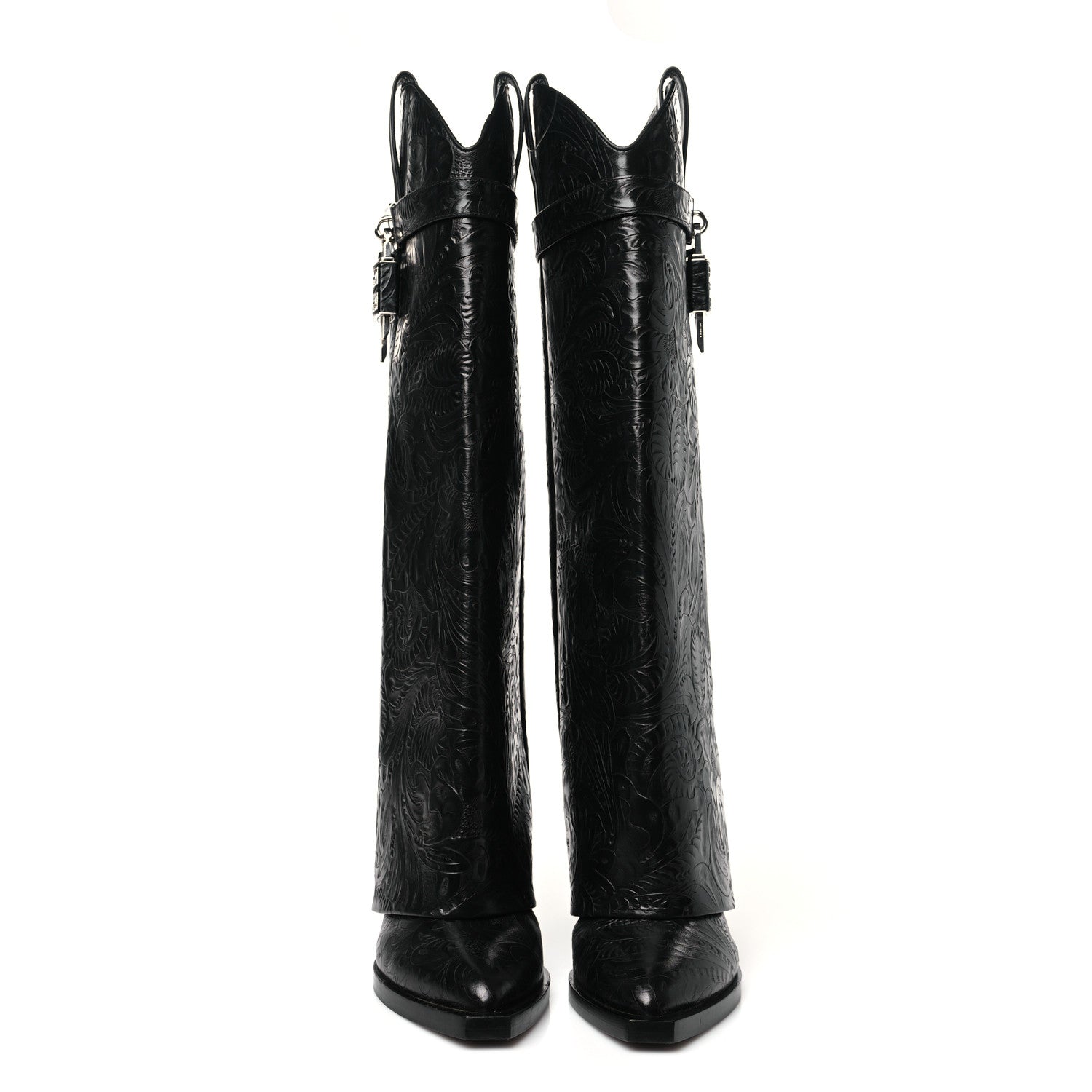 Givenchy Calfskin Cowboy Shark Lock High Boots 40 Black 3 of 9