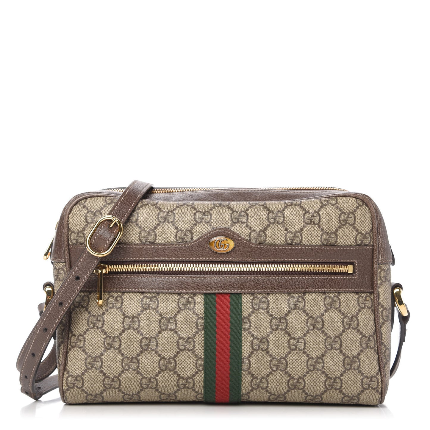 GG Supreme Monogram Web Small Ophidia Shoulder Bag Brown