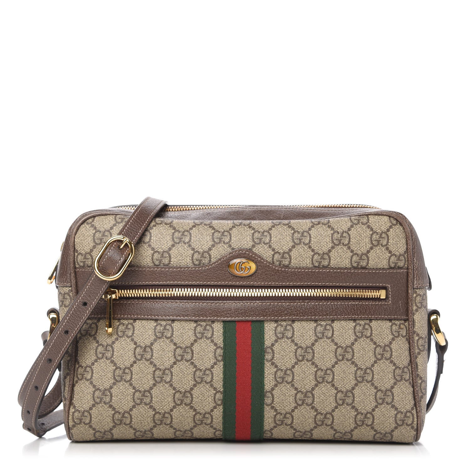 Gucci GG Supreme Monogram Web Small Ophidia Shoulder Bag Brown 1 of 11