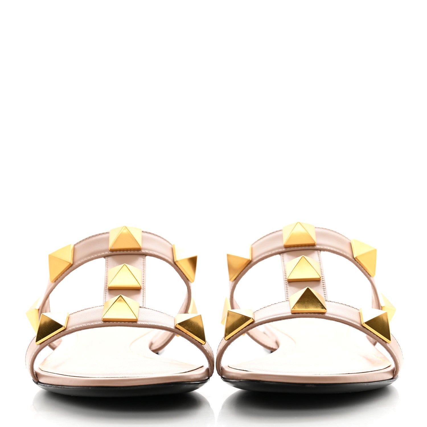 Valentino Garavani Calfskin Roman Stud Flat Slide Sandals 39.5 Rose Cannelle 2 of 14