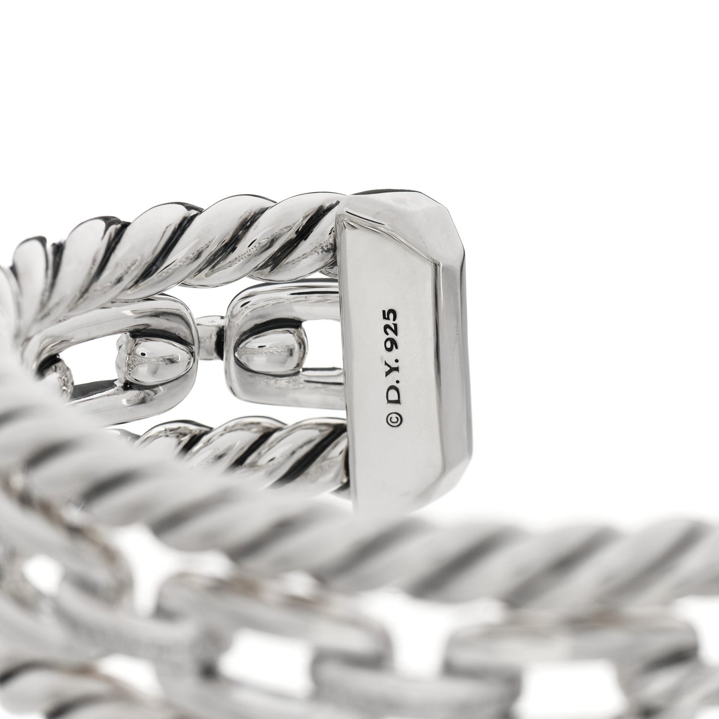 Sterling Silver Diamond Wellesley Link Three-Row Cuff Bracelet