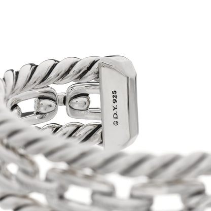 David Yurman Sterling Silver Diamond Wellesley Link Three-Row Cuff Bracelet 3 of 3