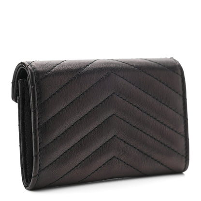 Chanel Calfskin Chevron Quilted Compact Flap Wallet Black 3 of 9