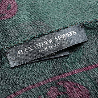Alexander McQueen Silk Chiffon Skull Scarf Green Purple 6 of 6