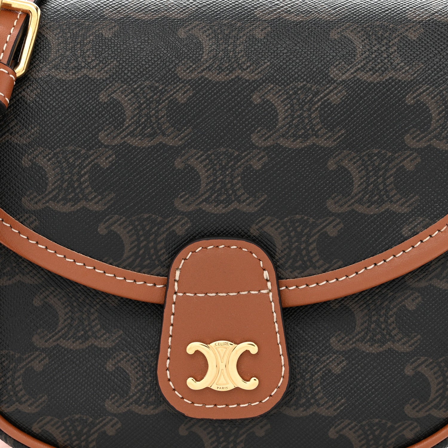 Celine Canvas Calfskin Triomphe Mini Besace Tan 8 of 10