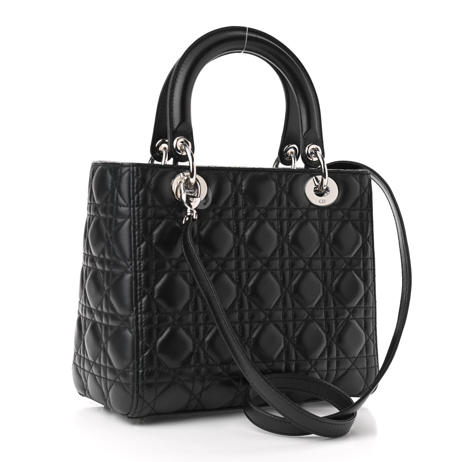 Christian Dior Lambskin Cannage Medium Lady Dior Black 3 of 10