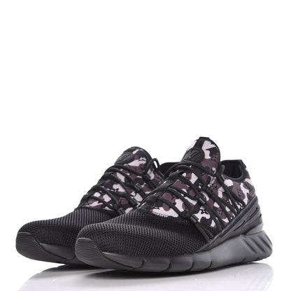 Louis Vuitton Neoprene Mesh Rubber Monogram Camo Fastlane Low Sneakers 10 Black 3 of 7