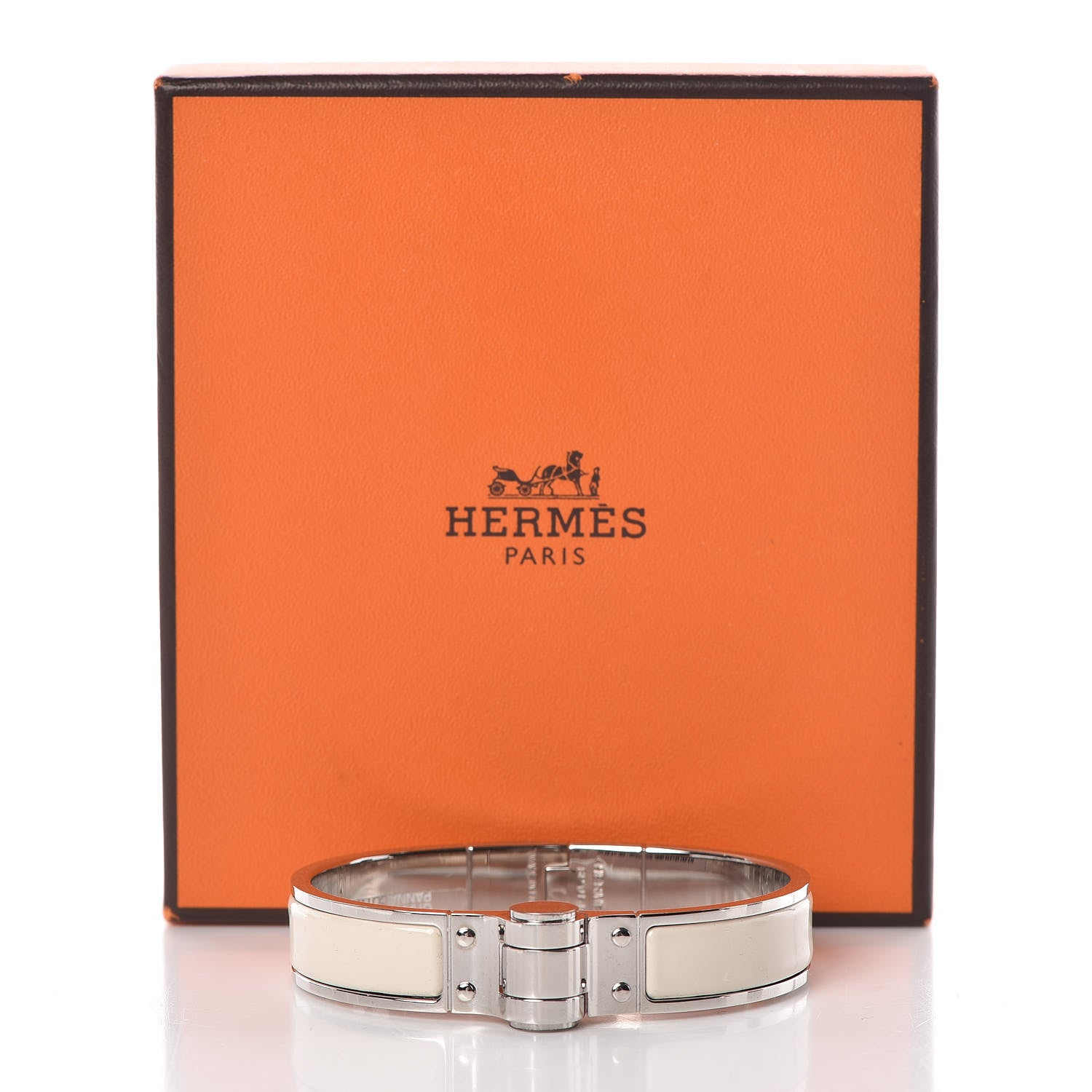 Hermes Enamel Charniere Uni Narrow Hinged Bracelet S Pannacotta 5 of 5