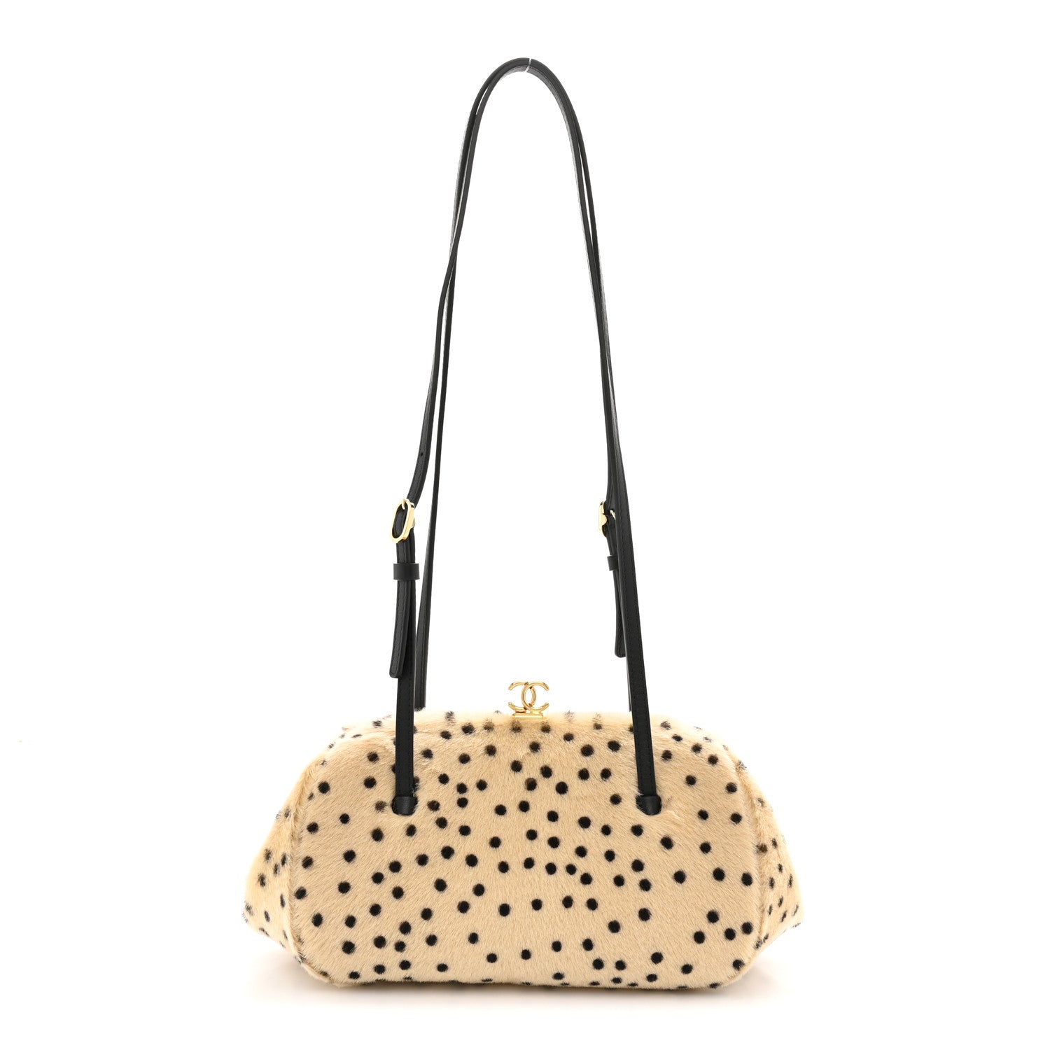 Chanel Pony Hair Cheetah Print Pretty CC Clutch With Strap Light Beige Black 1 of 11