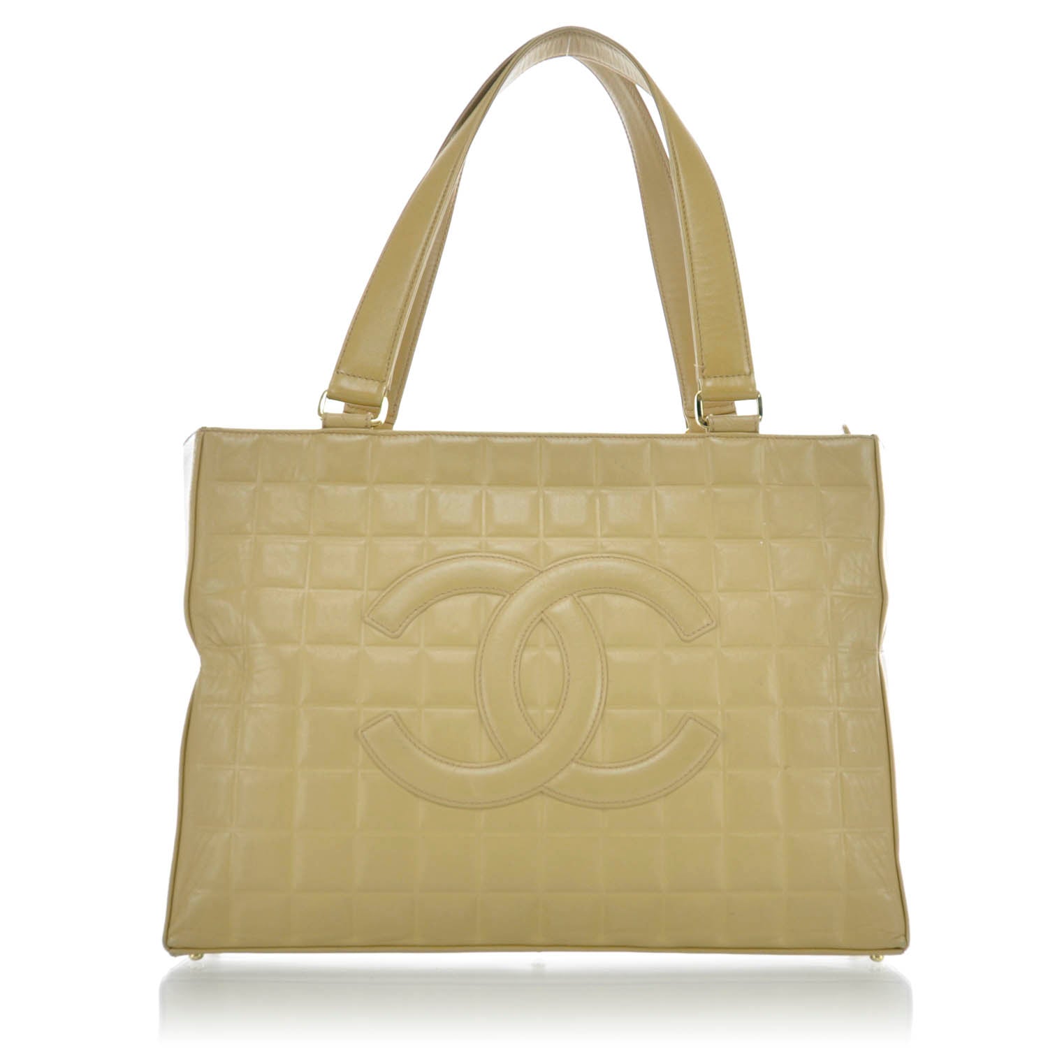 Chanel Lambskin Chocolate Bar Quilted Shoulder Bag Beige 1 of 9