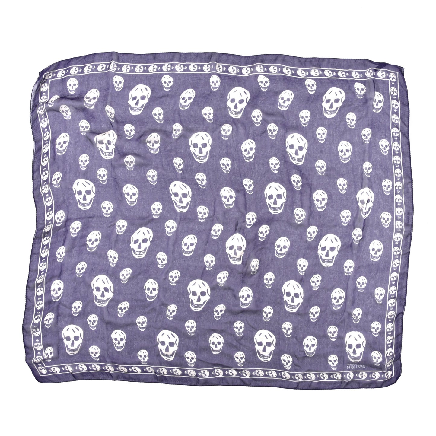 Silk Chiffon Skull Scarf Purple White