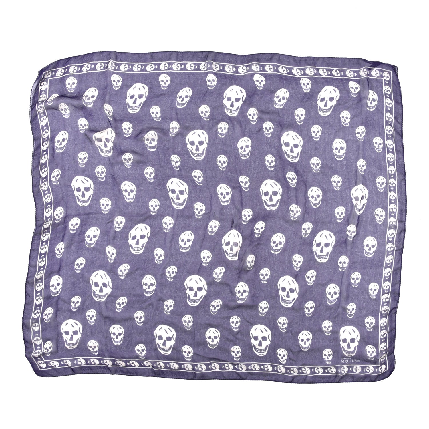 Alexander McQueen Silk Chiffon Skull Scarf Purple White 1 of 3