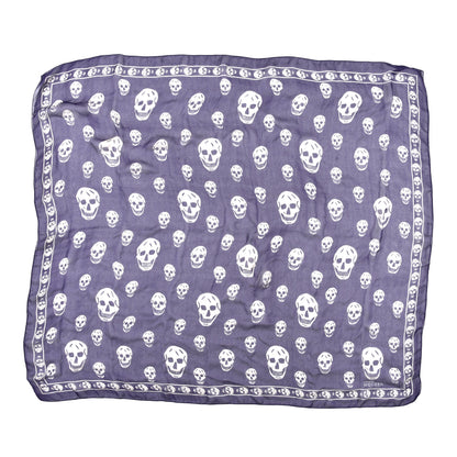 Alexander McQueen Silk Chiffon Skull Scarf Purple White 1 of 3