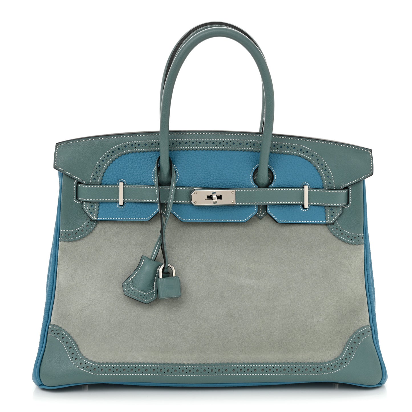 Veau Doblis Taurillon Clemence Evergrain Ghillies Birkin 35 Turquoise Ciel