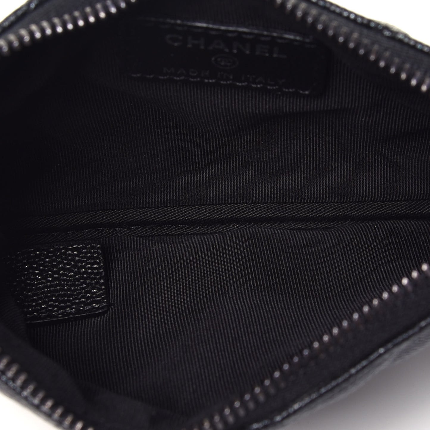 Iridescent Caviar Quilted Small Cosmetic Case Black