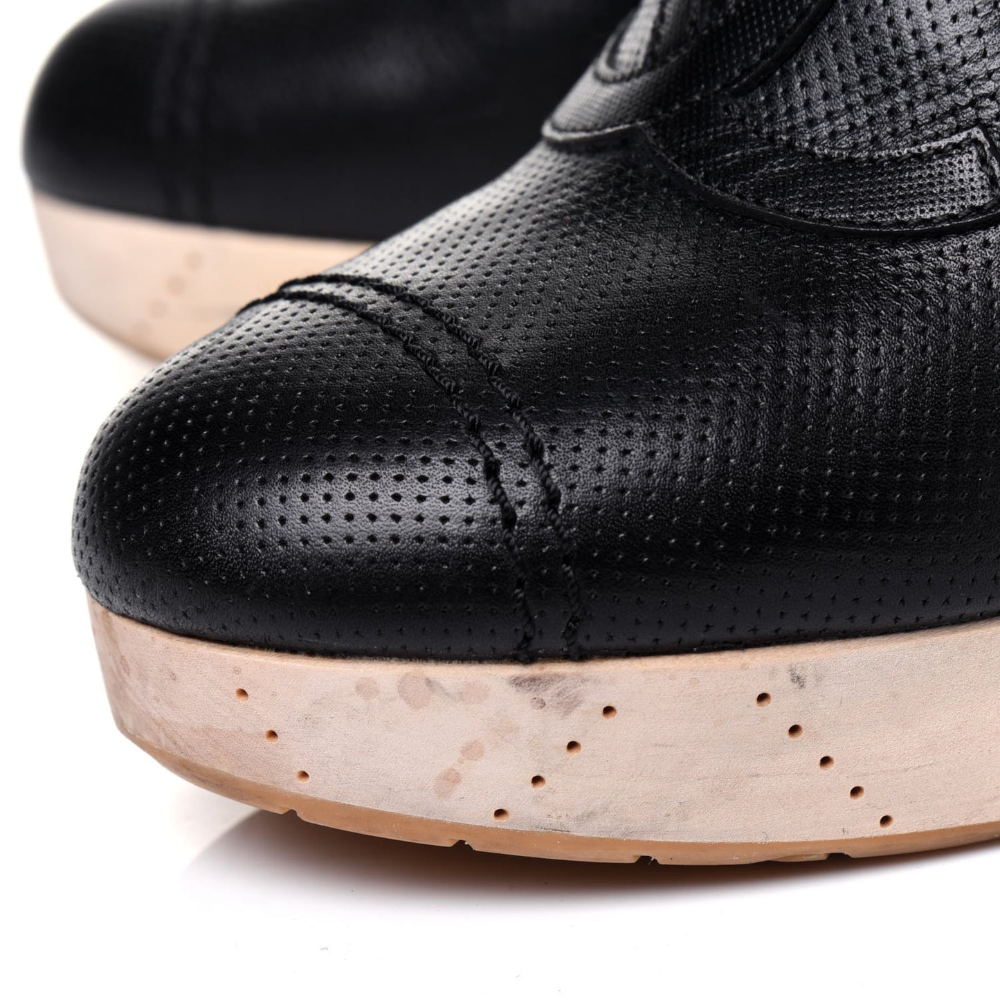 Lambskin Perforated Cap Toe Wood CC Clogs 39 Black