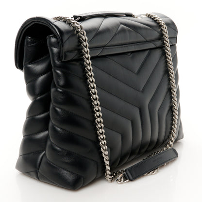 Saint Laurent Calfskin Y Quilted Monogram Medium Loulou Chain Satchel Black 3 of 11