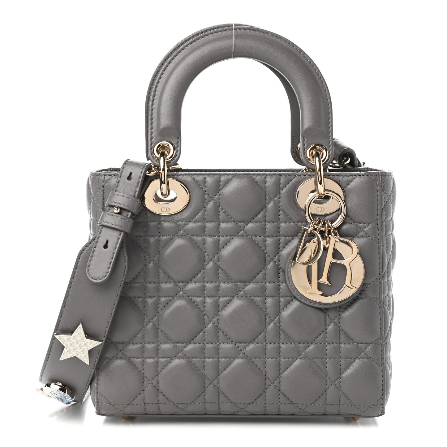 Lambskin Cannage Small Lucky Badges My Lady Dior Grey