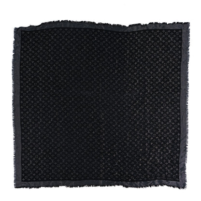 Louis Vuitton Silk Lurex Wool Monogram Shine Shawl Black 1 of 4