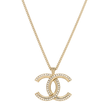 Chanel Baguette Crystal Logo CC Chain Necklace Gold 1 of 6