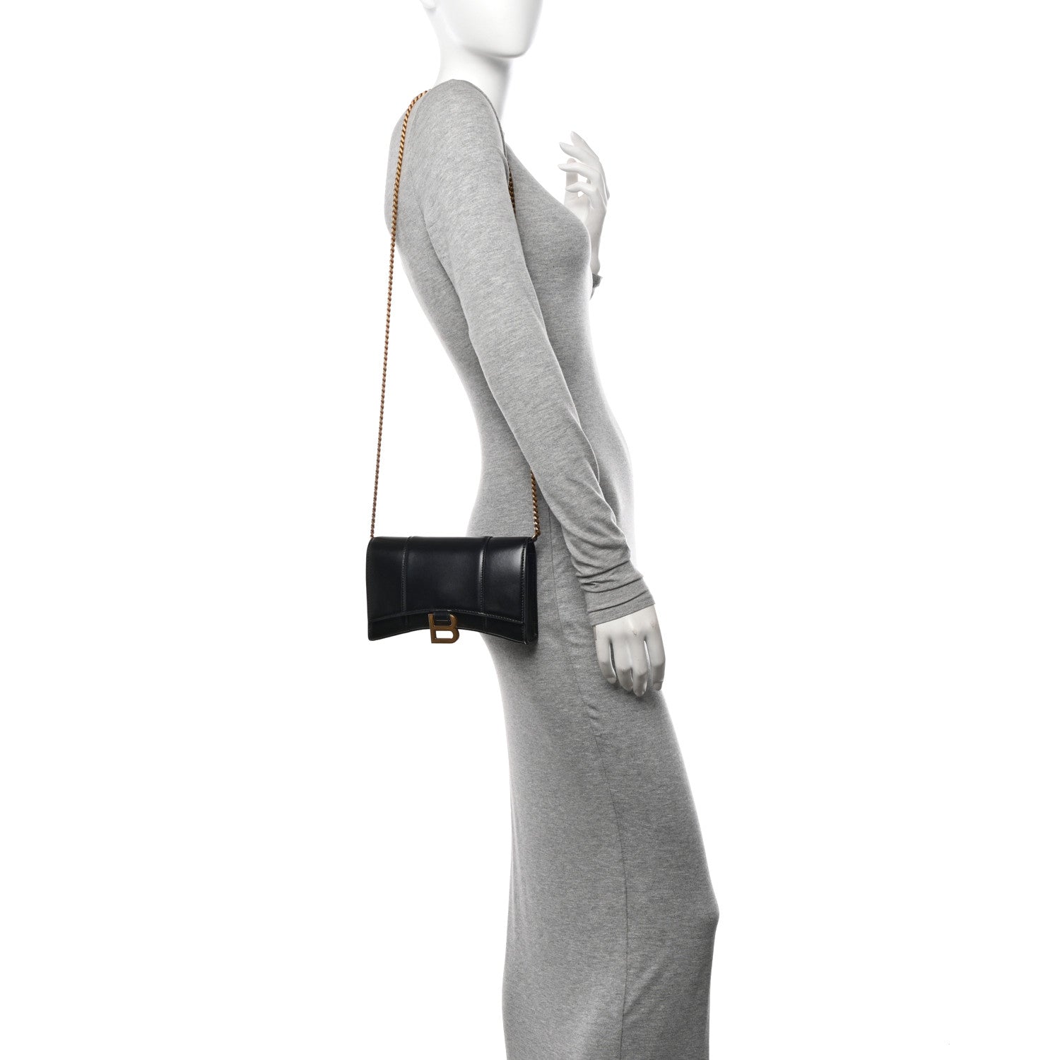 Balenciaga Shiny Box Calfskin Hourglass Chain Bag Black 2 of 9