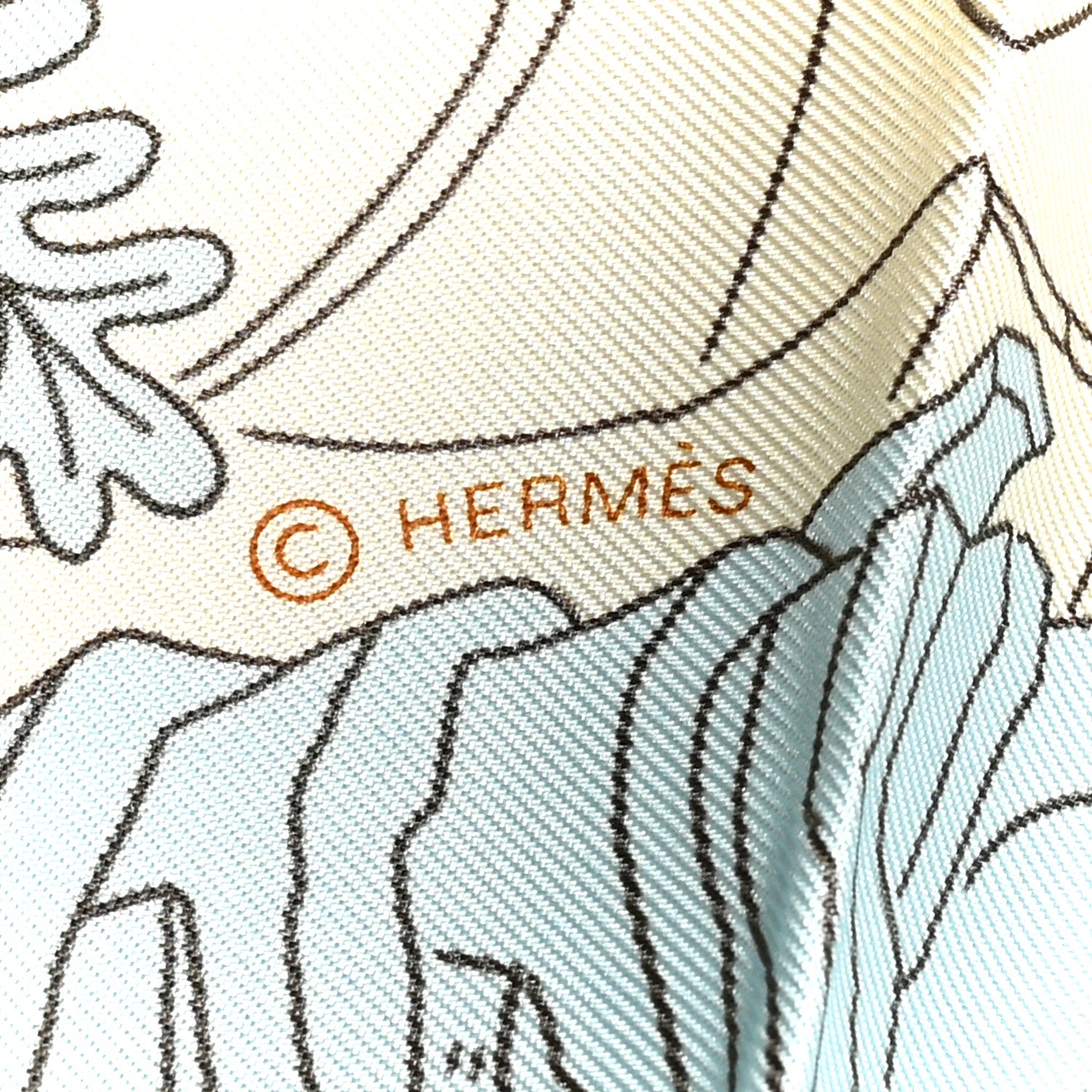 Hermes Silk Le Carnaval des Animaux Scarf 90 Bouton d'Or Aqua Vert De Gris 4 of 4
