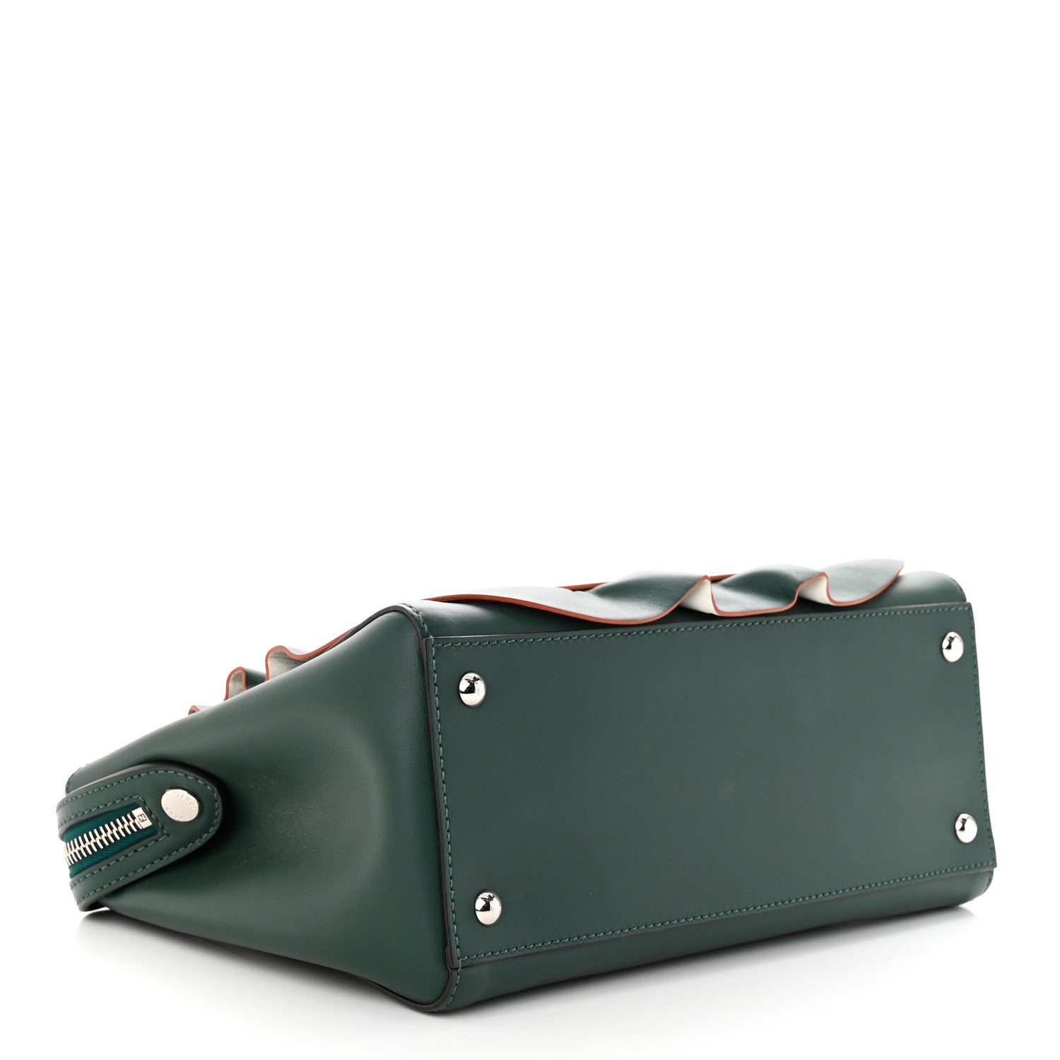 Fendi Vitello Baltico Century Dolce Waves DotCom Satchel Verde Inglese White 6 of 13