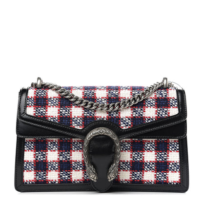 Gucci Vintage Tweed Check Small Dionysus Shoulder Bag White Hibiscus Red Marine 1 of 10