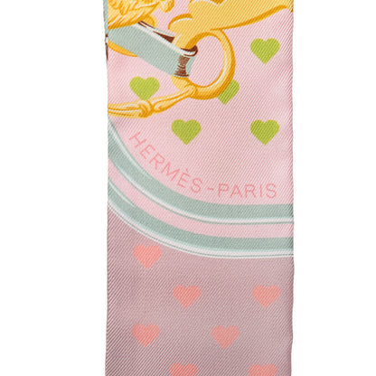 Hermes Silk Brides De Gala Love Twilly Parme Vert D Eau Vieux Rose 3 of 6