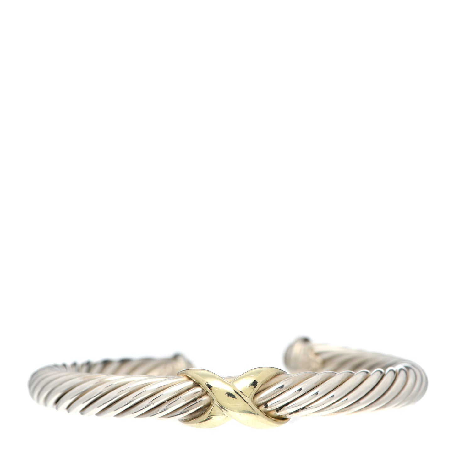 Sterling Silver 14K Yellow Gold 7mm X Station Cable Bracelet