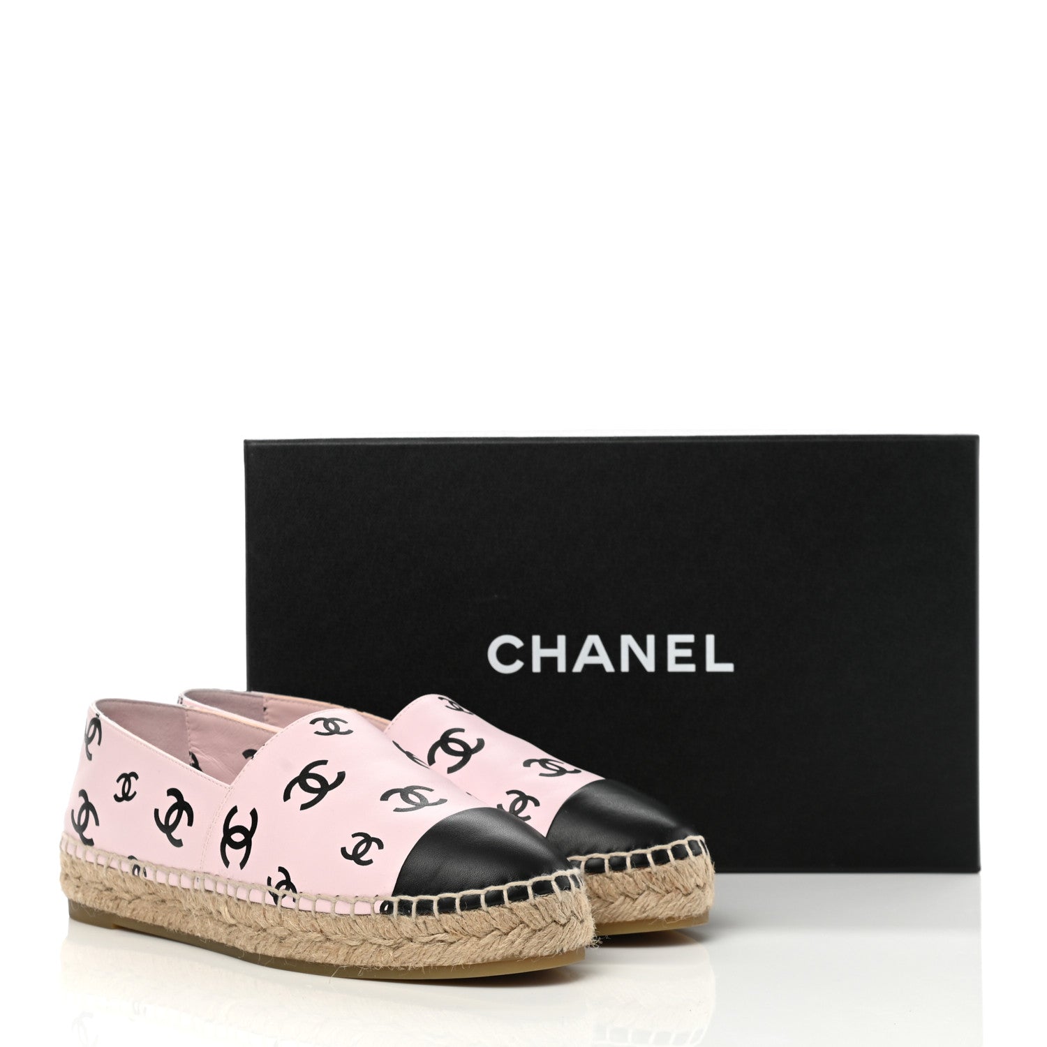 Chanel Lambskin Printed CC Espadrilles 37 Light Pink Black 11 of 11