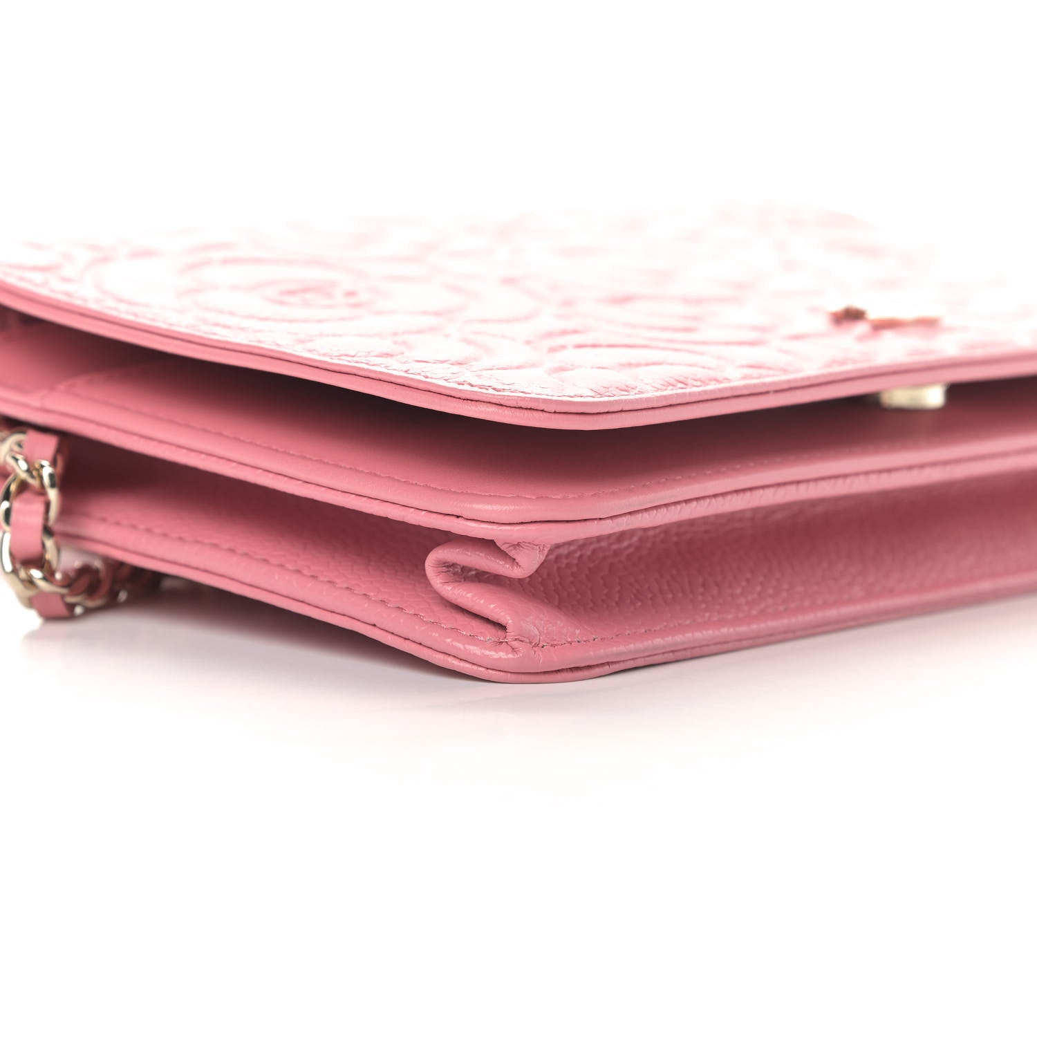 Chanel Caviar Camellia Embossed Wallet On Chain WOC Light Pink 9 of 13