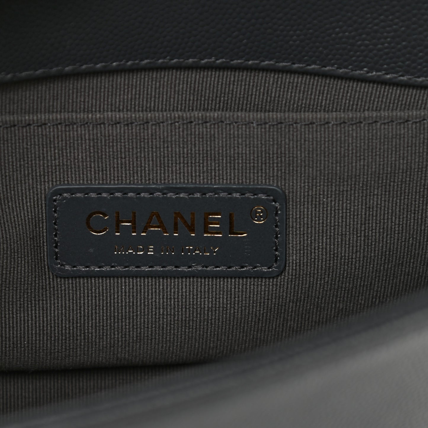 Caviar Chevron Quilted Small Boy Flap Dark Grey