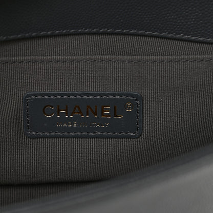 Chanel Caviar Chevron Quilted Small Boy Flap Dark Grey 6 of 12