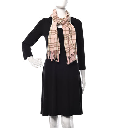 Burberry Cashmere Check Fringe Scarf Pink 2 of 2