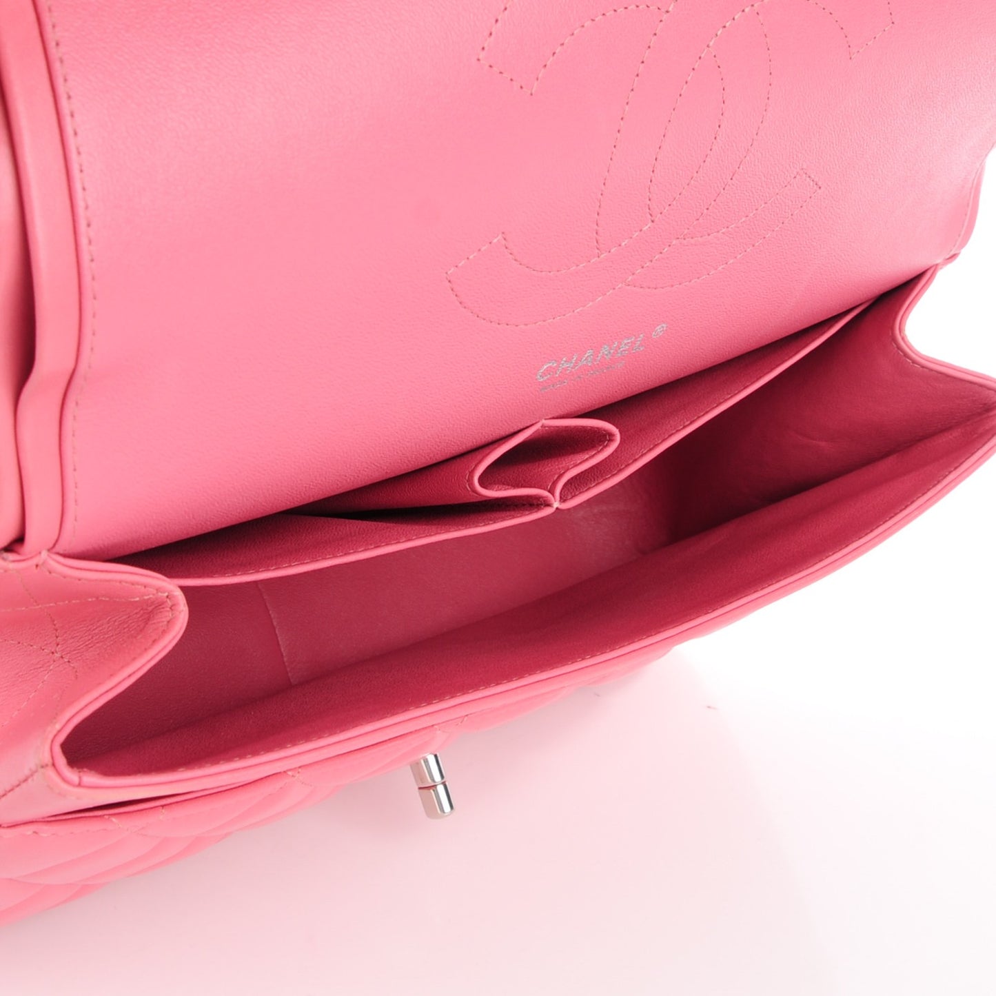 Lambskin Quilted Jumbo Double Flap Pink