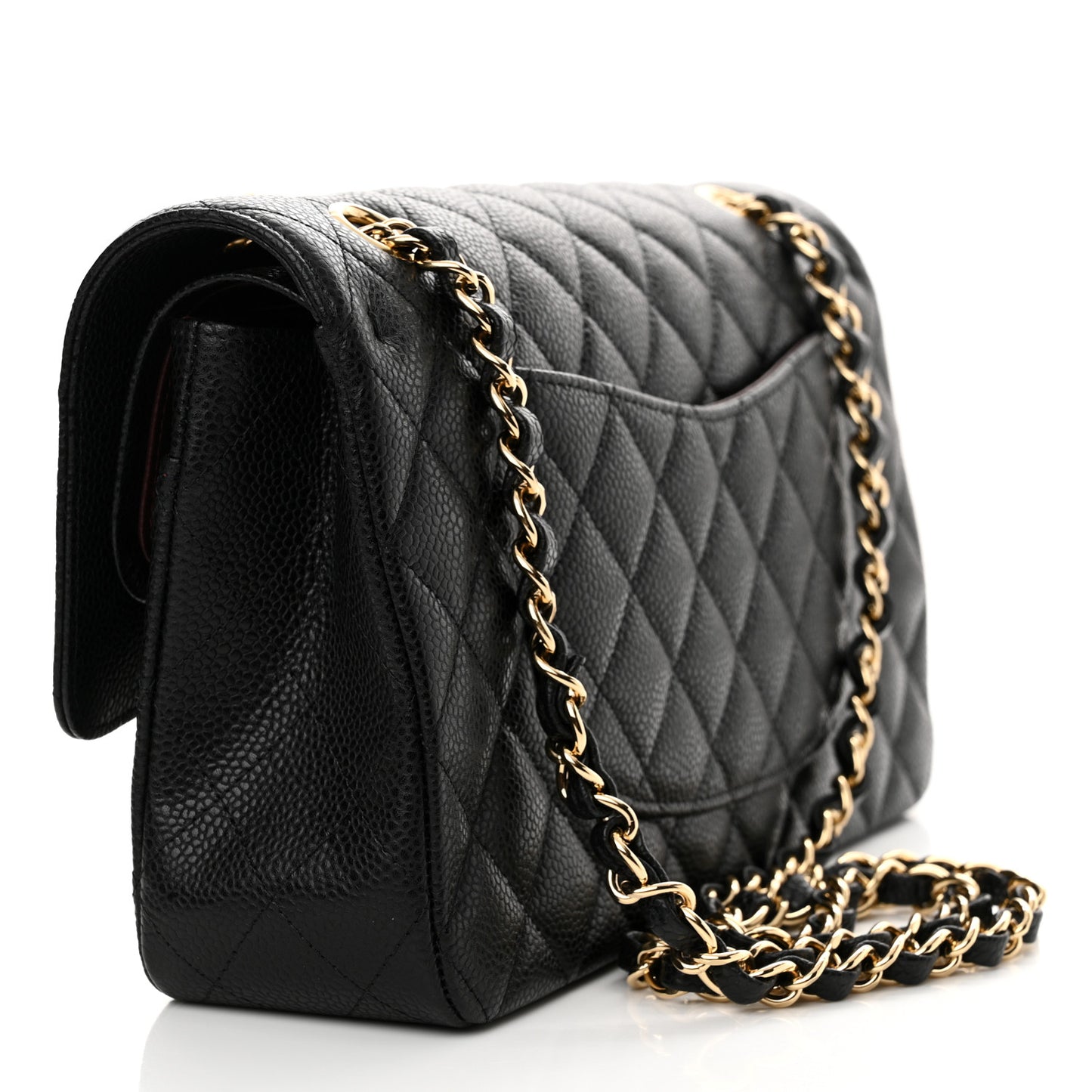 Caviar Quilted Medium Double Flap Black