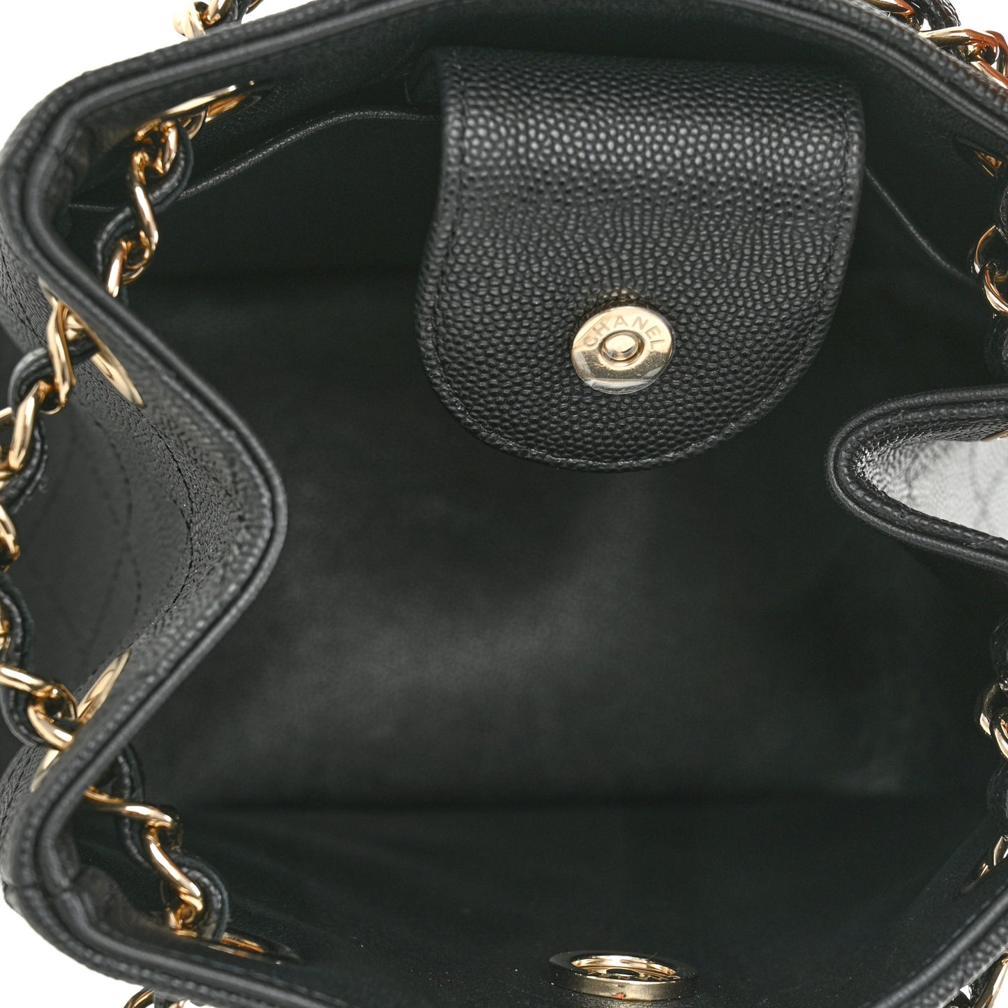 Caviar Quilted Mini Bucket Bag Black