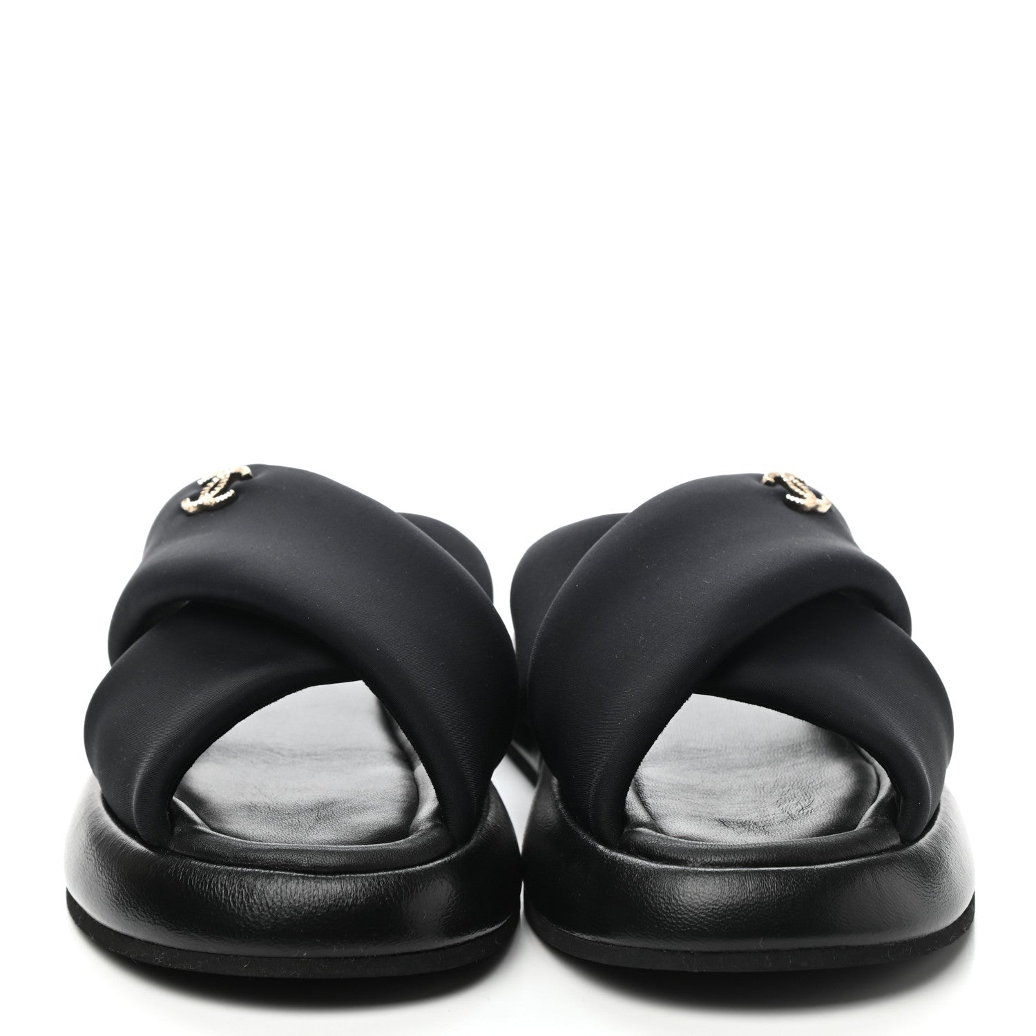 Chanel Fabric CC Mules Sandals 36 Black 2 of 9