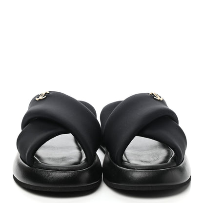 Chanel Fabric CC Mules Sandals 36 Black 2 of 9