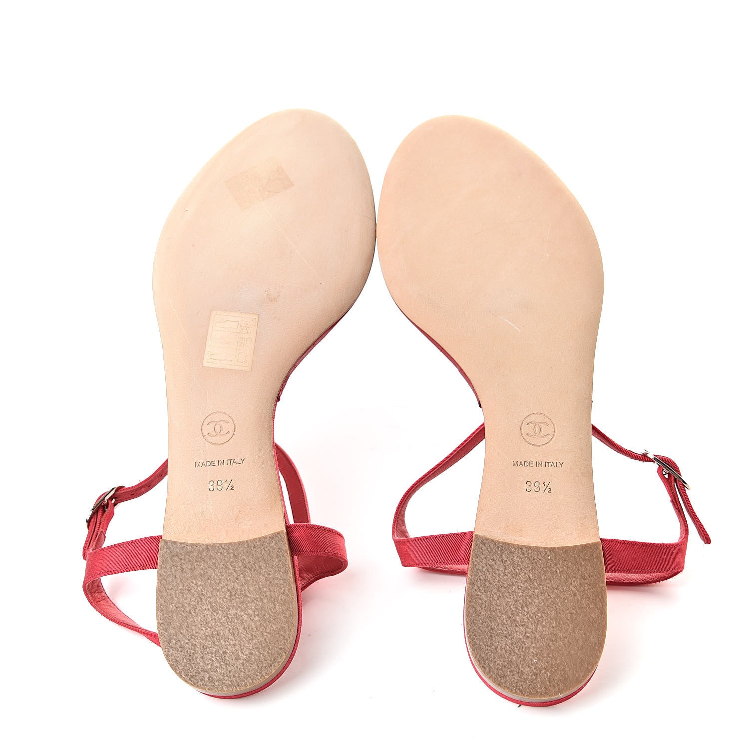 Chanel Grosgrain Lambskin Chain CC Thong Sandals 39.5 Rouge 5 of 10